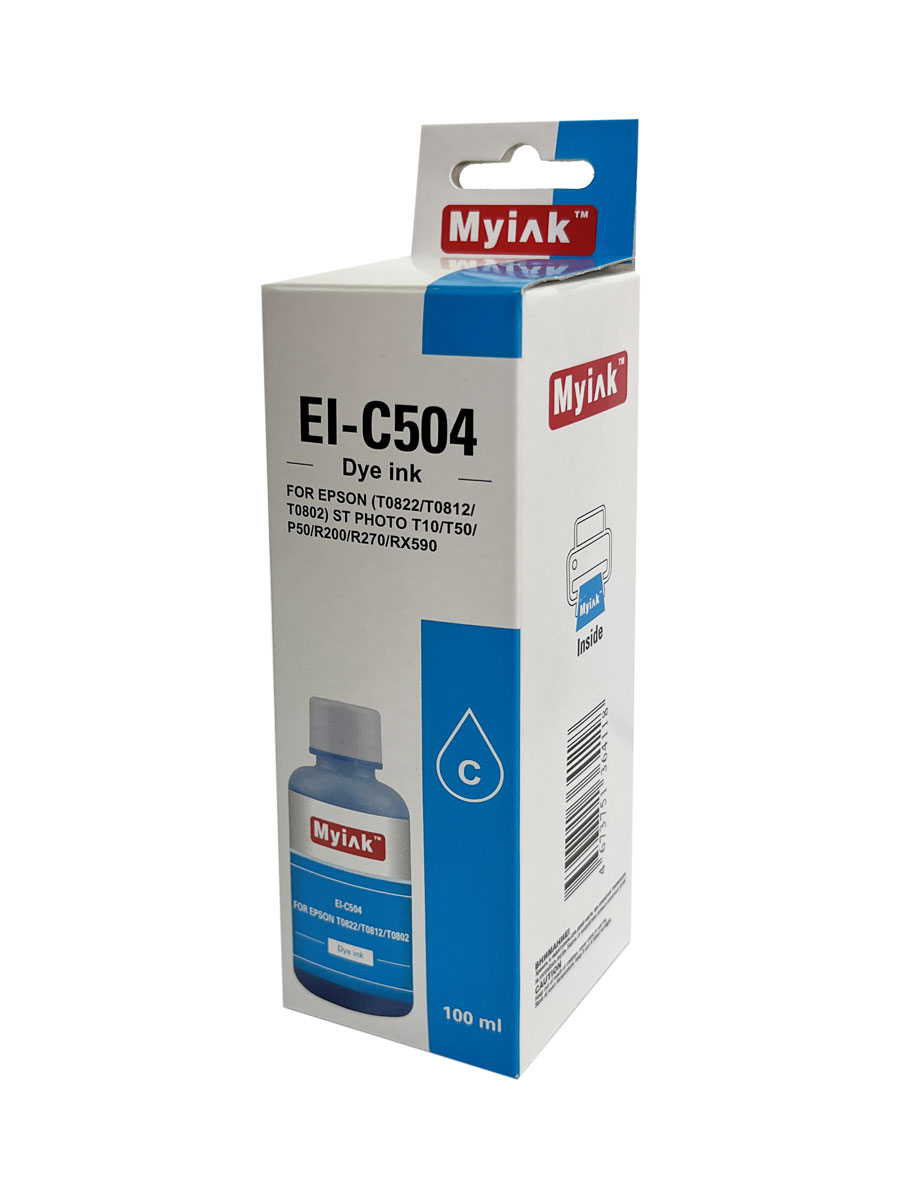 Чернила для EPSON (T0822/T0812/T0802) (100мл,cyan Dye) EI-C504 Gloria MyInk