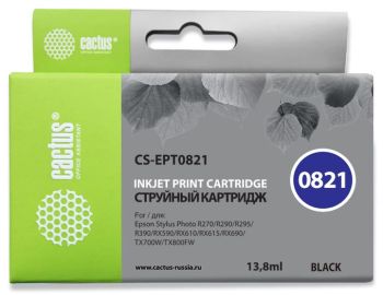 Картридж струйный Cactus CS-EPT0821 T0821 черный (13.8мл)