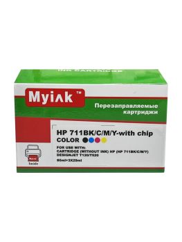 Картриджи (БЕЗ ЧЕРНИЛ) ПЗК (HP 711BK/C/M/Y) для HP Designjet T120/T520, with chip, 4шт MyInk