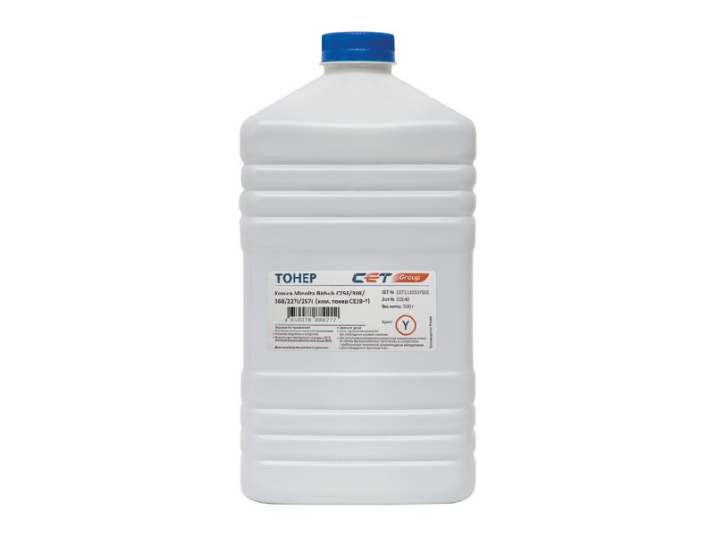 Тонер KONICA MINOLTA Bizhub C258 (Japan) Yellow, 500г/бут, CET111055Y500, CE28-Y (CPT)