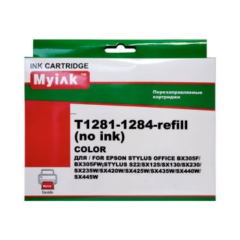 Картриджи (БЕЗ ЧЕРНИЛ) ПЗК (T1281-1284) Epson St S22/SX120/SX125/SX130, чип с автосбросом 4шт MyInk