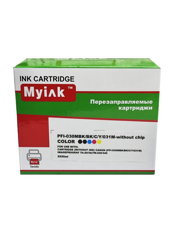 Картриджи (БЕЗ ЧЕРНИЛ) ПЗК (PFI-030MBK/BK/C/Y/031M) для CANON,without chip, 5шт MyInk