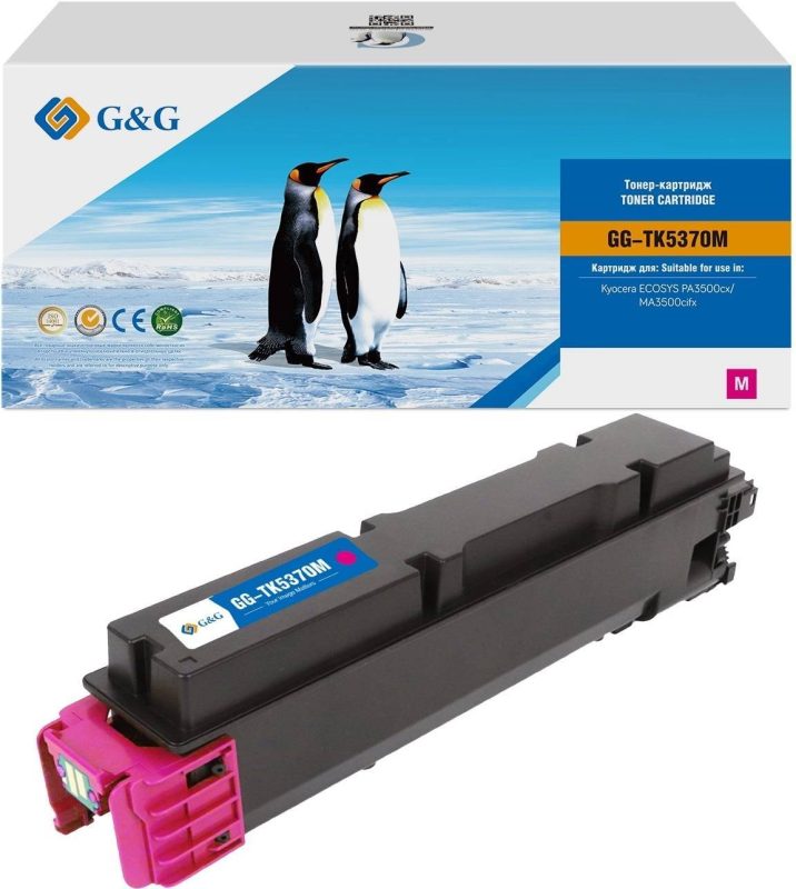 Тонер-картридж G&G, аналог Kyocera TK-5370M пурпурный 5k с чипом