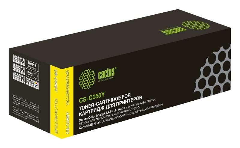 Картридж лазерный Cactus CS-C055Y 055 Y желтый (2100стр.)