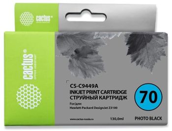 Картридж струйный Cactus CS-C9449A №70 черный пигментный (130мл) для HP DJ Z3100 с чипом