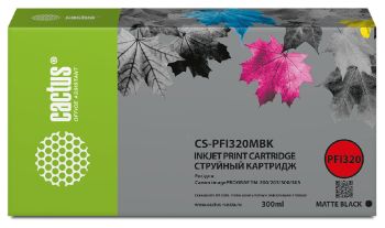 Картридж Canon iPF TM-200/TM-205/TM-300/TM-305 Cactus CS-PFI320MBK PFI-320MBK черный матов (300мл)