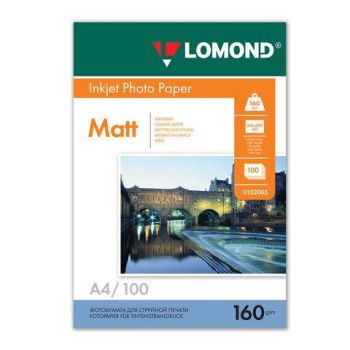 Фотобумага матовая односторонняя A4, 160 г/м, 100 л. (0102005) (Lomond)