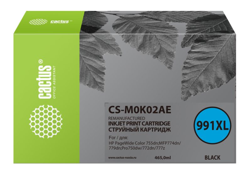 Картридж струйный Cactus CS-M0K02AE 991XL черный пигментный (465мл)