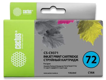 Картридж струйный Cactus CS-C9371 №72 фото голубой (130мл)