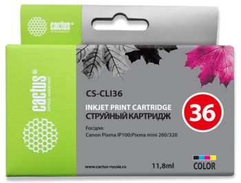 Картридж струйный Cactus CS-CLI36 CLI-36 многоцветный (11.8мл)