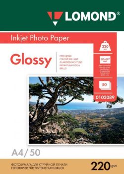 Фотобумага глянцевая двусторонняя A4, 220 г/м, 50 л. (0102089) (Lomond)