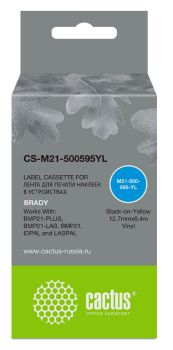 Картридж ленточный Cactus CS-M21-500595YL черный на желтом 12.7x6.4 для Brady BMP21-PLUS, BMP21-LAB