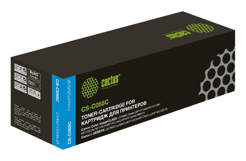 Картридж лазерный Cactus CS-C055C 055 C голубой (2100стр.)