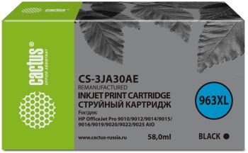 Картридж струйный Cactus CS-3JA30AE 963XL черный пигментный (58мл)