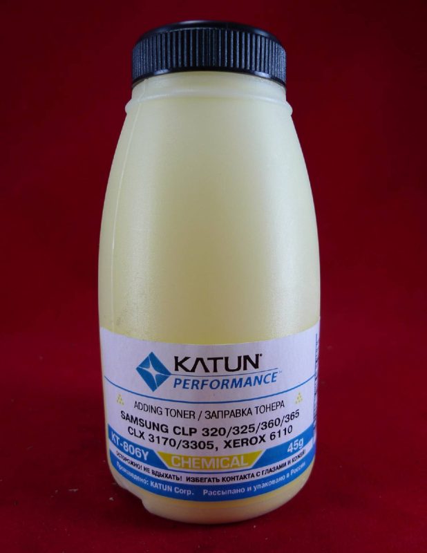 Тонер SAMSUNG CLP 320/325/360/365, CLX 3170/3305 Yellow, химический (фл. 45г) (Katun) фас.Россия