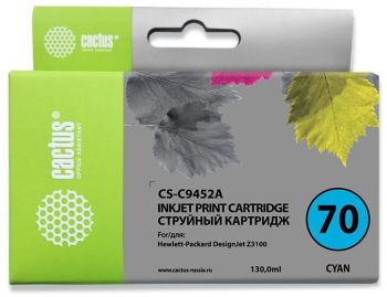 Картридж струйный Cactus CS-C9452A №70 голуб.пигм. (130мл) для HP DJ Z3100 с чипом