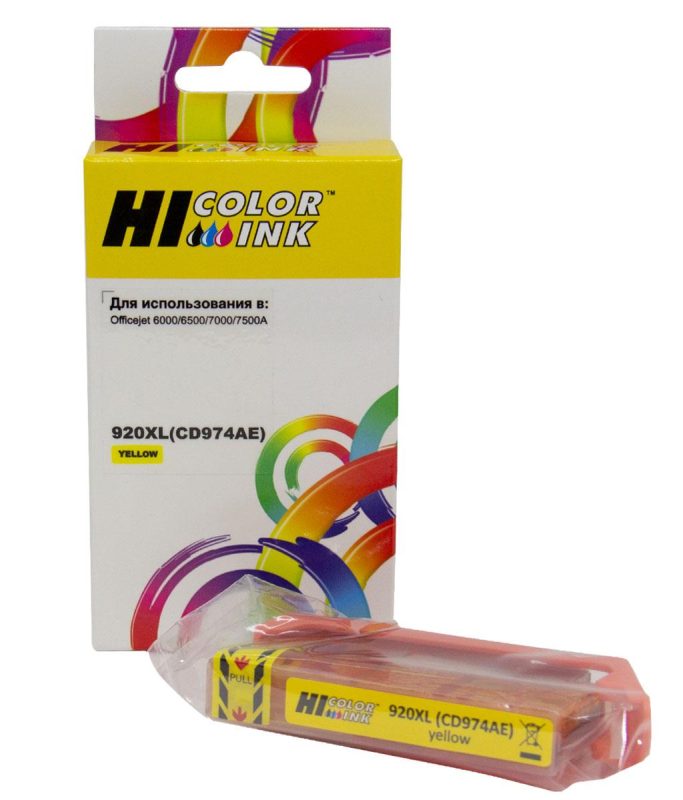 Картридж HP Officejet 6000/6500/7000/7500 (Hi-Black) CD974AE/ №920XL, Y, 14ml