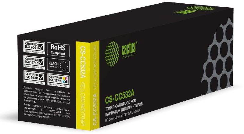 Картридж лазерный Cactus CS-CC532A CC532A желтый (2800стр.) для HP Color LaserJet CP2025/CM2320