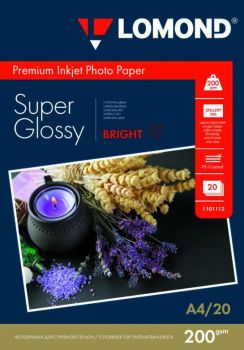 Фотобумага суперглянец односторонняя A4, 200 г/м, 20 л. (1101112) (Lomond) Bright