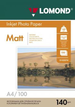 Фотобумага матовая односторонняя A4, 140 г/м, 100 л. (0102074) (Lomond)