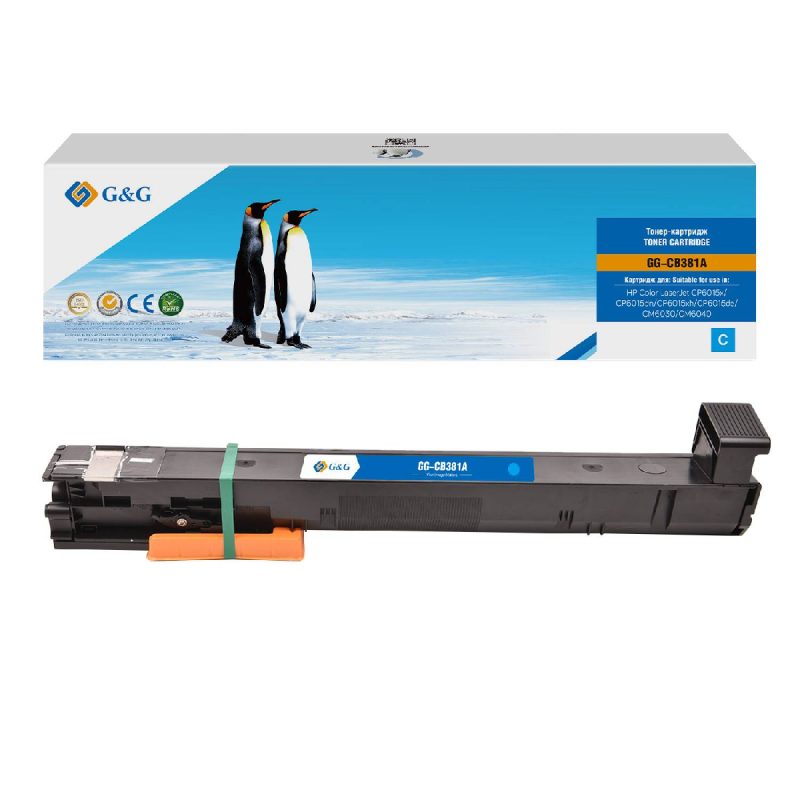 Картридж G&G, аналог HP CB381A голубой 21k с чипом