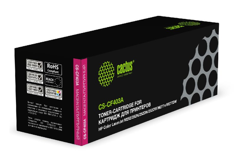Картридж лазерный Cactus CS-CF403A CF403A пурпурный (1400стр.)