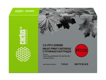 Картридж Canon iPF TM-200/TM-205/TM-300/TM-305 Cactus CS-PFI120MBK PFI-120MBK черный матов (130мл)