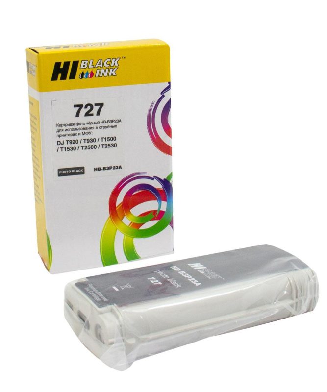 Картридж HP DJ T920/T1500 (Hi-Black) Photoblack, №727/B3P23A, 130 мл