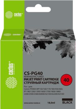 Картридж струйный Cactus CS-PG40 PG-40 черный (18мл)