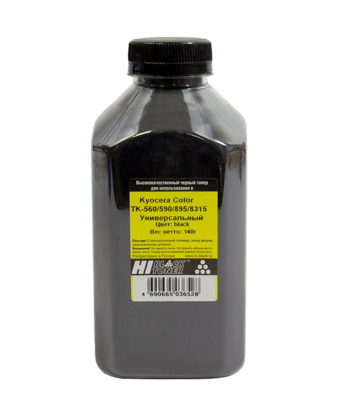 Тонер Kyocera Color TK-560K/590K/895K/8315K (Hi-Black) Bk, 140 г, банка