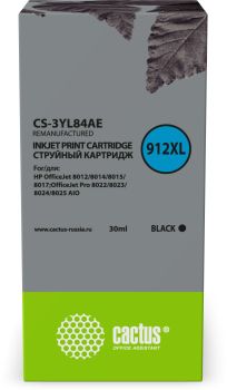 Картридж струйный Cactus CS-3YL84AE 912XL черный (30мл)