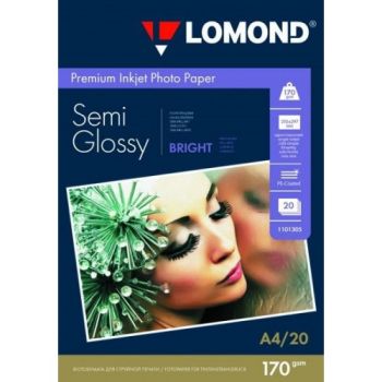 Фотобумага полуглянцевая односторонняя A4, 170г, 20л. (1101305) (Lomond)
