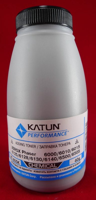 Тонер XEROX Phaser 6000/6010/6015/6125/6128/6130/6140 Black, химический (фл. 40г) (Katun) фас.Россия
