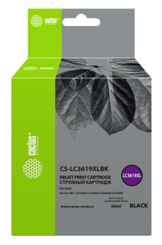 Картридж струйный Cactus CS-LC3619XLBK черный (68мл)