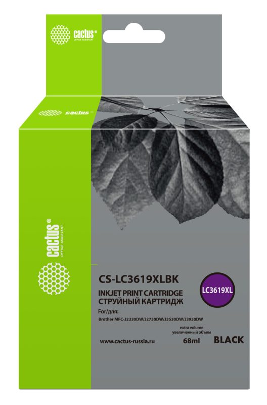 Картридж струйный Cactus CS-LC3619XLBK черный (68мл)