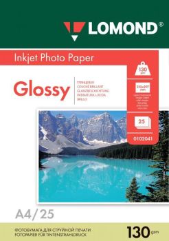Фотобумага глянцевая односторонняя A4, 130 г/м, 25 л. (0102041) (Lomond)