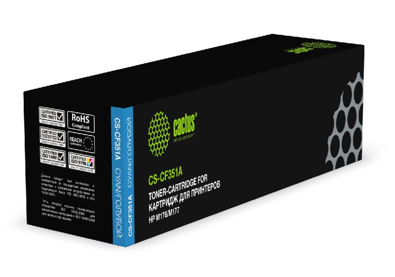Картридж лазерный Cactus CS-CF351A CF351A голубой (1000стр.) для HP M176/M177