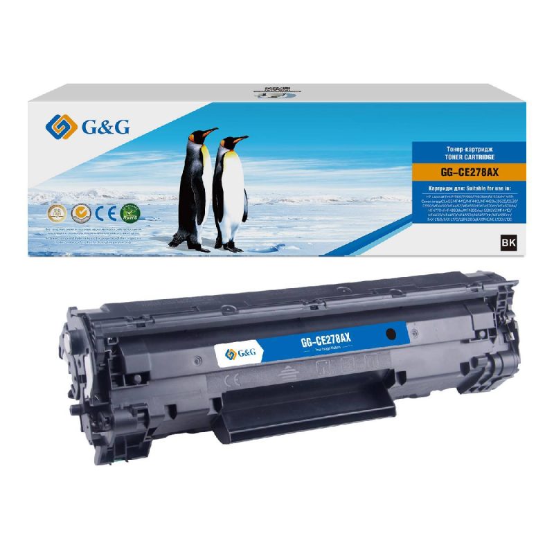 Картридж G&G, аналог HP CE278A увеличенной емкости черный 3k с чипом