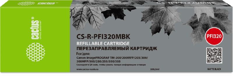 Картридж Canon (ПЗК) Cactus CS-R-PFI320MBK черный матовый