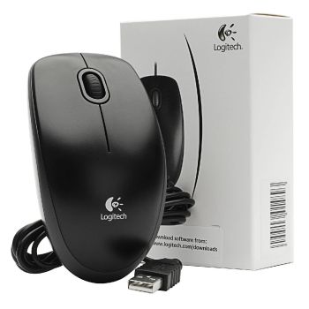 Мышь проводная Logitech B100 910-003357 USB 800dpi 3кн 1кол, Black