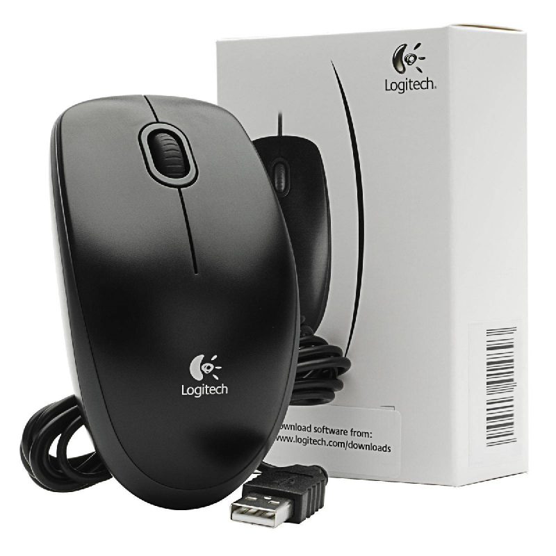 Мышь проводная Logitech B100 910-003357 USB 800dpi 3кн 1кол, Black
