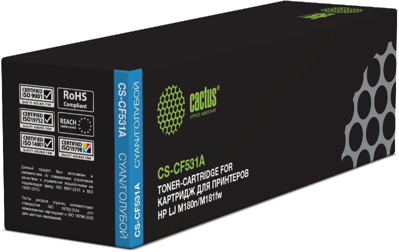 Картридж лазерный Cactus CS-CF531A CF531A голубой (900стр.) для HP LJ M180n/M181fw