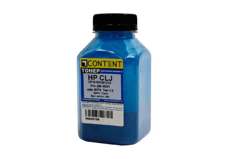 Тонер HP CLJ CP1215/CM1312/Pro 200 M251/mfp M276 (Content) Тип 1.2, C, 45 г, банка