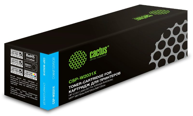 Картридж лазерный Cactus CSP-W2031X 415X голубой (6000стр.) для HP LJ M454/MFP M479 с чипом