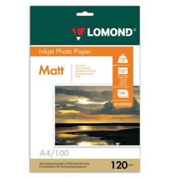 Фотобумага матовая односторонняя A4, 120 г/м, 100 л. (0102003) (Lomond)