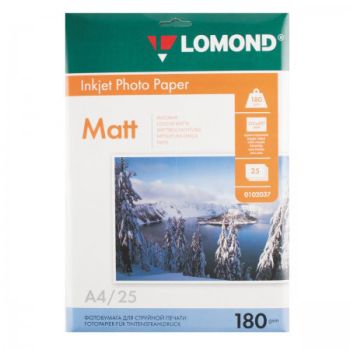 Фотобумага матовая односторонняя A4, 180 г/м, 25л (0102037) (Lomond)