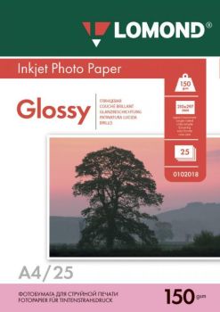 Фотобумага глянцевая односторонняя A4, 150 г/м, 25 л. (0102043) (Lomond)