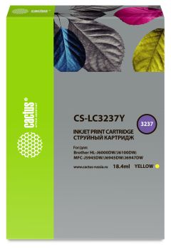 Картридж струйный Cactus CS-LC3237Y желтый (18.4мл) для Brother HL-J6000DW/J6100DW с чипом