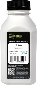 Тонер Cactus CS-THPCWHUC-100 голубой флакон 100гр. для принтера HP Color W2070/1/2/3