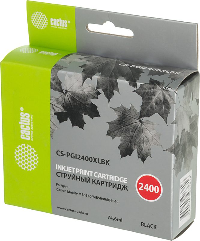 Картридж Canon MAXIFY Cactus CS-PGI2400XLBK PGI-2400XLBK черный пигментный (74.6мл)